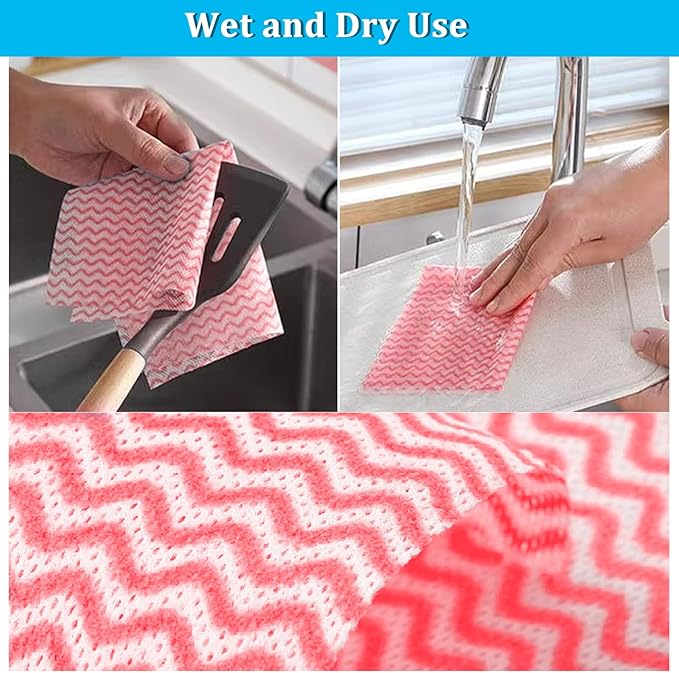Disposable Cleaning Towels Disposable Cleaning Towels, Reusable Towel,Handy Clean Wipes, 50 Count/Pack, Red