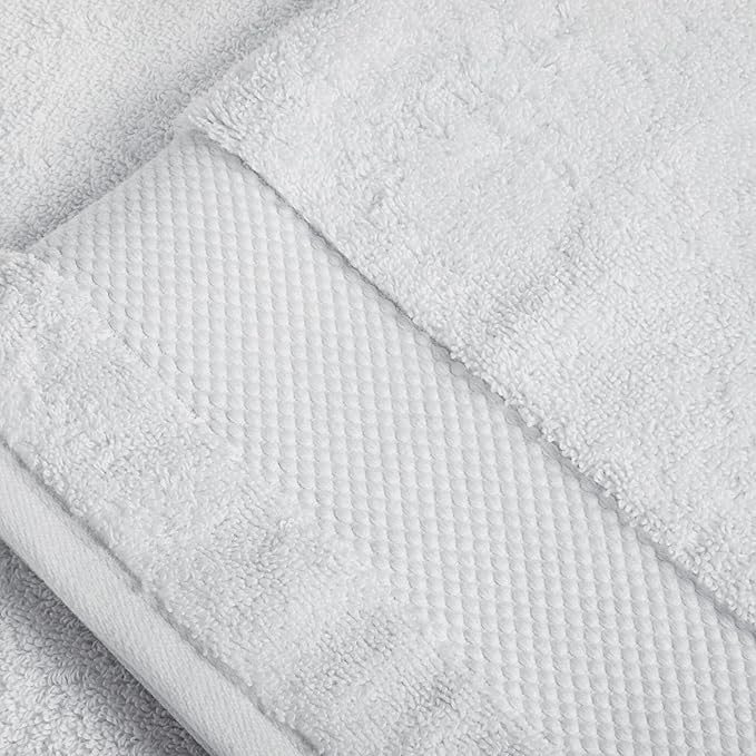 BIOWEAVES 100% Organic Cotton 700 GSM Plush 6-Piece Towel Set GOTS Certified, 2 Bath Towels, 2 Hand Towels & 2 Washcloths - White