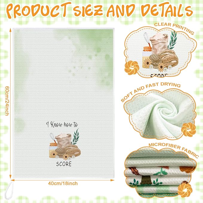 Peryiter 6 Pcs Sourdough Baking Kitchen Towel 16 x 24 Inch Green Sour Dough Proofing Flour Sack Tea Towel Gift for Baking Sour Dough Cloths for Sourdough Bread Cloths for Kitchen Women Chef Bake Lover