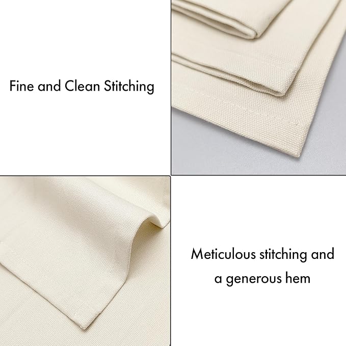 Ruvanti Cloth Napkins Set of 12, 100% Cotton High GSM 18x18 Inches Soft, Washable, Highly Durable & Absorbent, Perfect for Parties, Christmas, Thanksgiving Dinners – Antique White