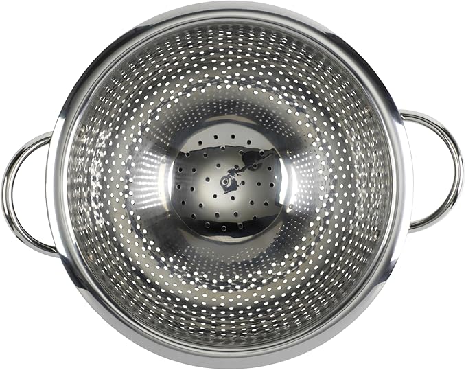 GoodCook Gourmet Colander, 5qt capacity, Stainless Steel with Handles and Elevated Pedestal Foot, Bold Black