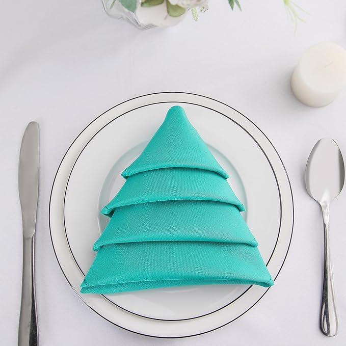 Bailarina Cloth Napkins Set of 40,17x17 inches Dinner Napkins Cloth Washable,Polyester Square Table Cloth Napkin Bulk with Hemmed Edges Ideal for Banquets, Parties and Weddings-Turquoise