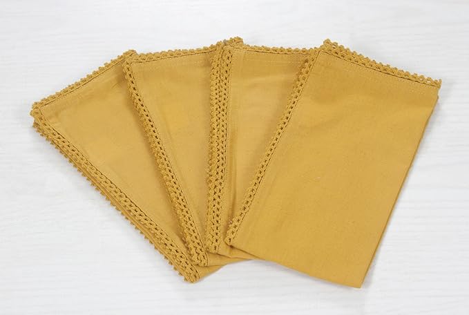ACCENTHOME Mustard Cloth Napkins Set of 6 18x18 inch Cotton Dinner Napkins - Washable Soft Premium Hotel Quality Reusable Napkins Perfect Table Napkins for Family Dinners, Weddings & Everyday Use