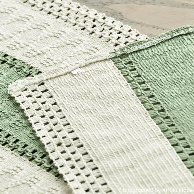 Artoid Mode Light Green Farmhouse Rustic Table Runner, Seasonal Holiday Hollow Kitchen Dining Table Decoration for Home Party Decor 12x90 Inch