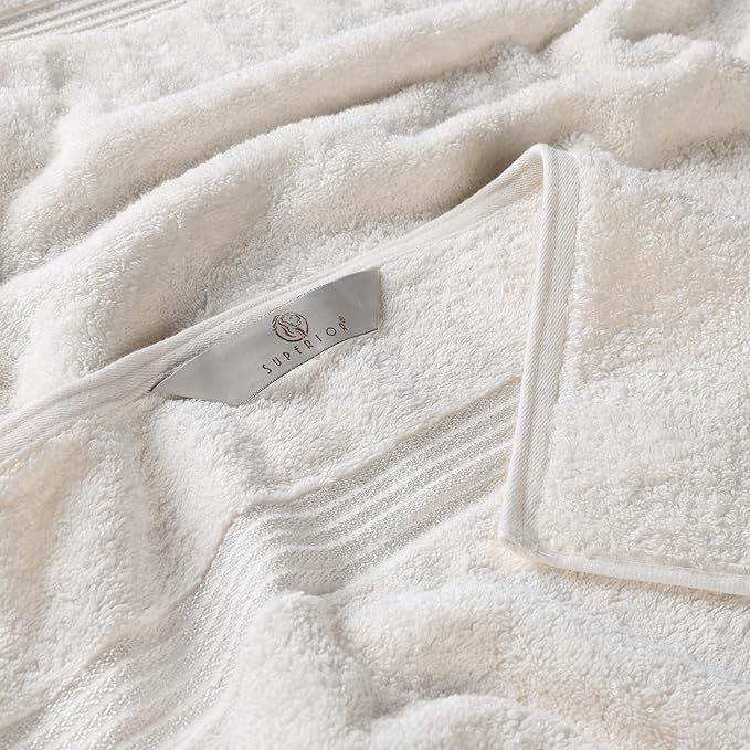 Superior Egyptian Cotton 3-Piece Towel Set, Basic Towels For Bathroom, Home Decor, Guest Bath, Shower, Apartment, Included 1 Face, 1 Hand, 1 Bath Towel, Washcloth, Quick Dry, Ivory