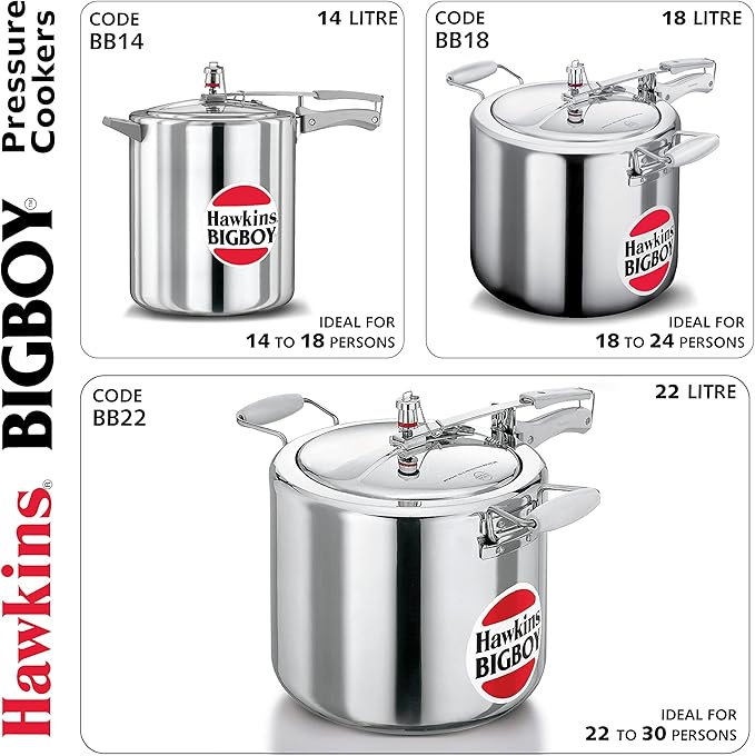 Hawkins Bigboy Aluminum Pressure Cooker, 14 Litres