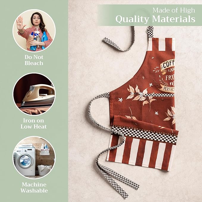Maison d' Hermine 100% Cotton Apron for women with Pocket Kitchen Chef Apron for Men Cooking Mothers Day Gifts