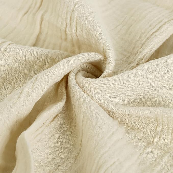 FINGERCRAFT Dinner Cloth Napkin Cotton Muslin Double Gauze 12 Pack with Classic Lace for Everyday Use, Wedding, Party, Christmas, Easter Napkins Cloth are Pre Shrunk and Good Absorbency Beige
