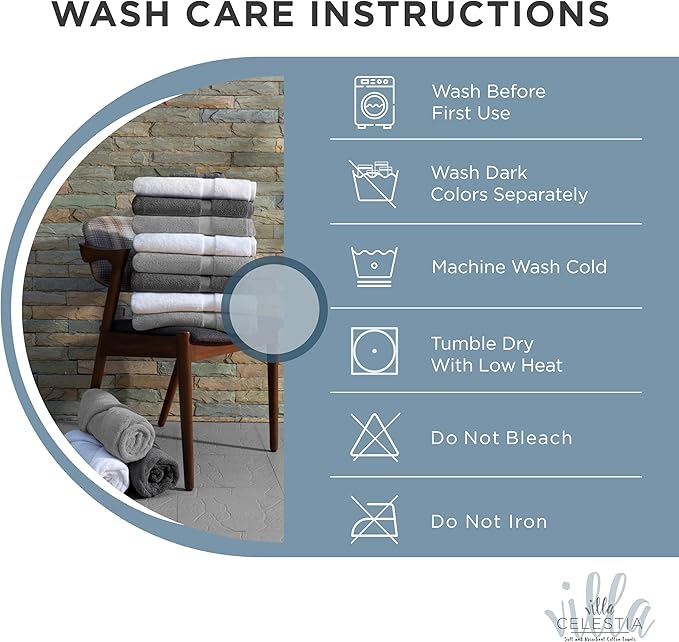 100% Cotton Bath Towel Set of 24-6 Bath Towels, 6 Hand Towels, 12 Wash Cloths, Sustainable, Soft, Highly Absorbent, Combed Cotton 24 Piece Set for Hotels, Spa, Bathroom, Dorm, Blue