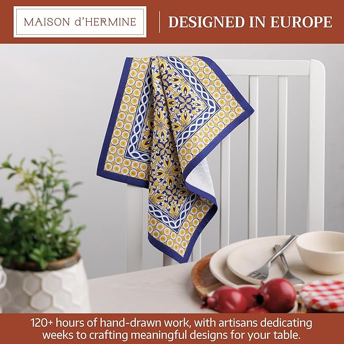 Maison d' Hermine Cloth Napkins Set of 4 100% Cotton Everyday Reusable Square Napkins Cloth Washable Dinner Party Wedding Restaurant Gifts for Mothers Day Spring/Summer (Ceramic, 18" x 18")