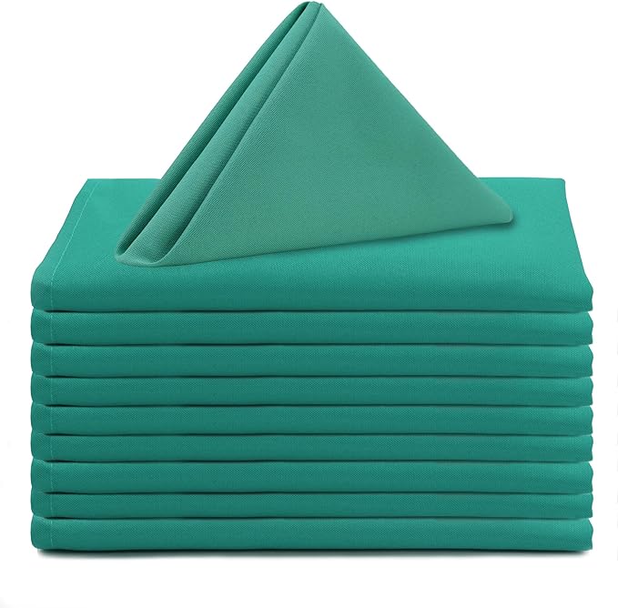 Your Chair Covers Cloth Polyester Napkins, 20 x 20 Inch, Washable Dinner Fabric Linen Napkins with Hemmed Edges for Restaurant, Wedding and Holiday Pack of 10 (Teal)