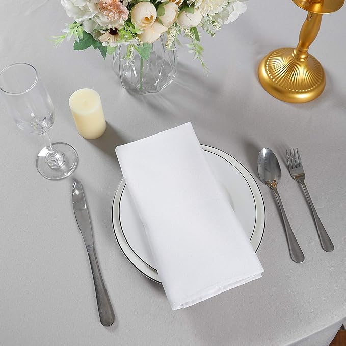 Cloth Napkins 20x20 inch Washable Polyester Dinner Napkins Soft Table Napkins for Wedding Party Dining Banquet(White,100PCS)