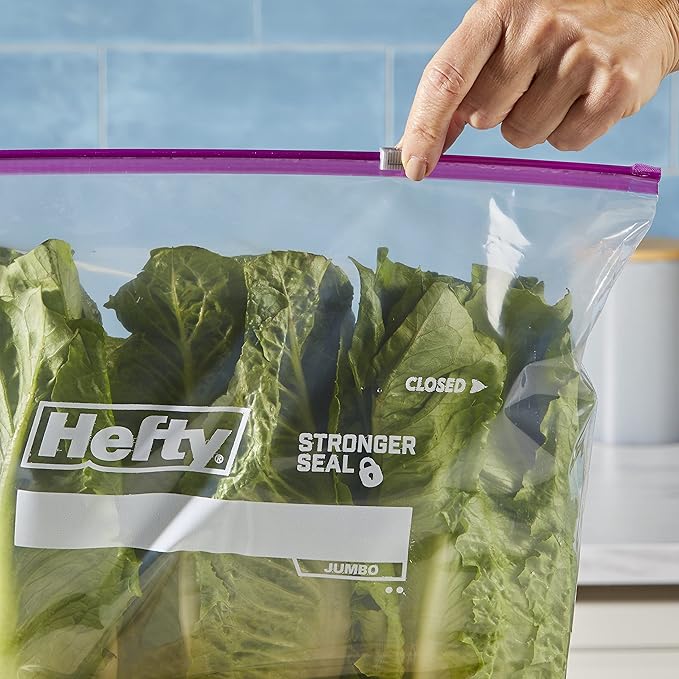 Hefty Slider Jumbo Storage Bags, 2.5 Gallon Size, 12 Count (Pack of 2)