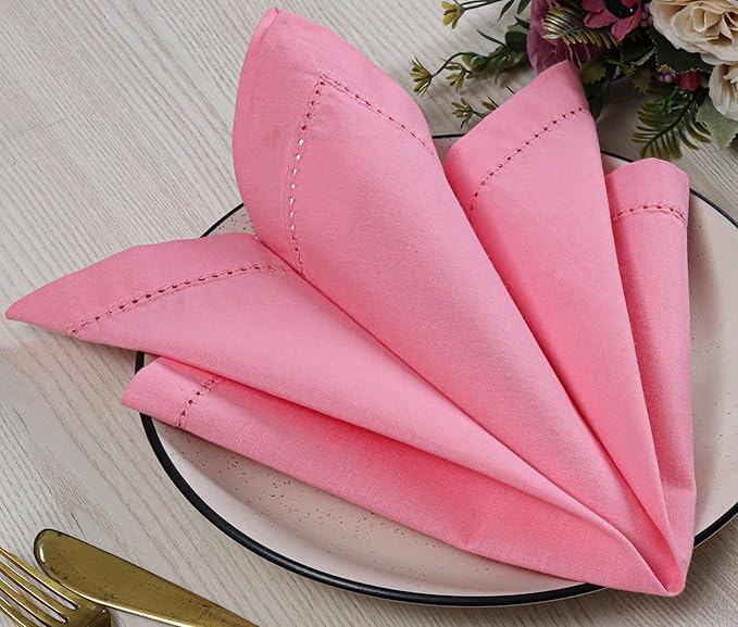 ALPHA Living HOME Cotton Cloth Napkins Set of 12, 18x18 Cotton Napkin Cloth Washable, Soft, Reusable Napkins for Wedding, Parties, Christmas, Thanksgiving, Everyday Use (Sherbet)