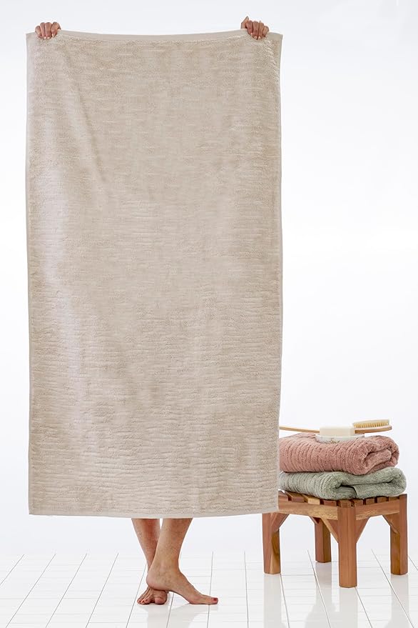 SKL Home CloudSoft 100% Cotton Luxury 6-Piece Towel Set, 600 GSM, Ultra Plush & Absorbent - 2 Bath Towels, 2 Hand Towels, 2 Washcloths, Oatmeal