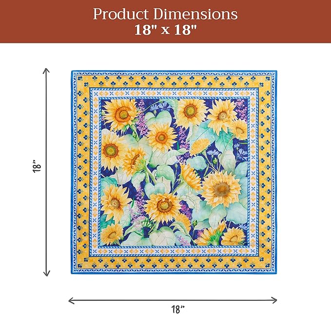 Maison d' Hermine Cloth Napkins Set of 4 100% Cotton Everyday Reusable Square Napkins Cloth Washable Dinner Party Wedding Restaurant Gifts for Mothers Day Spring/Summer(Sunflower Days, 18" x 18")