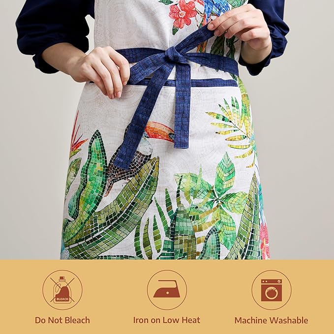 Maison d' Hermine 100% Cotton Apron for women with Pocket Kitchen Chef Apron for Men Cooking Mothers Day Gifts