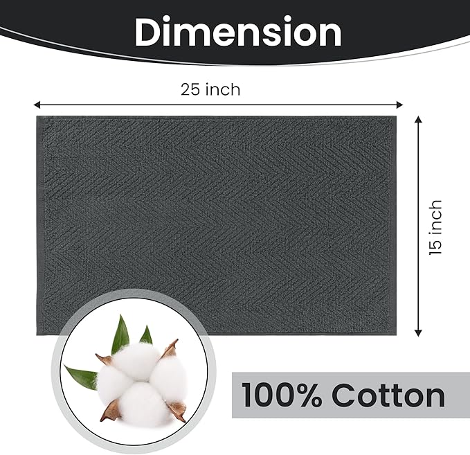 DecorRack 4 Pack 100% Cotton Kitchen Towels, 15" x 25" Absorbent Dish Towels [Premium Quality 400 GSM] Hand Towels for Kitchen, Gray (Pack of 4)