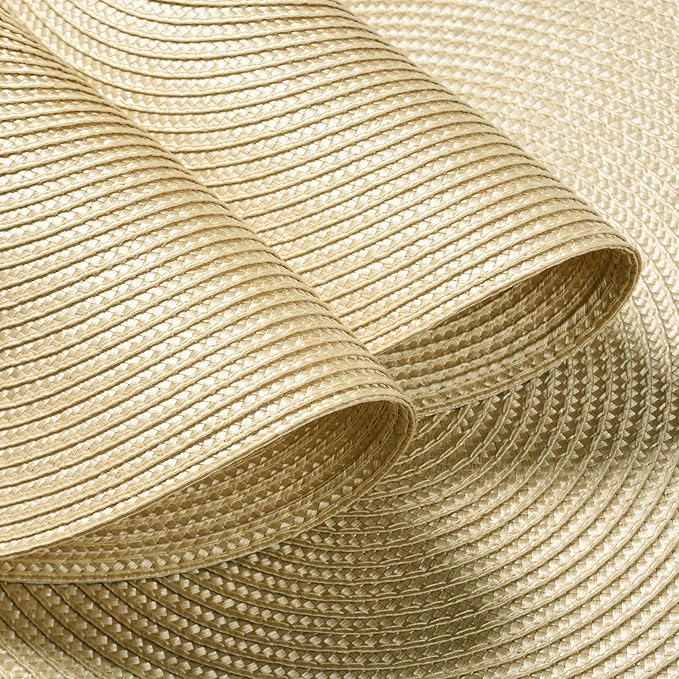FunWheat Round Braided Placemats Set of 6 Table Mats for Dining Tables Woven Washable Non-Slip Place mats 15 inch(Beige, 6pcs)