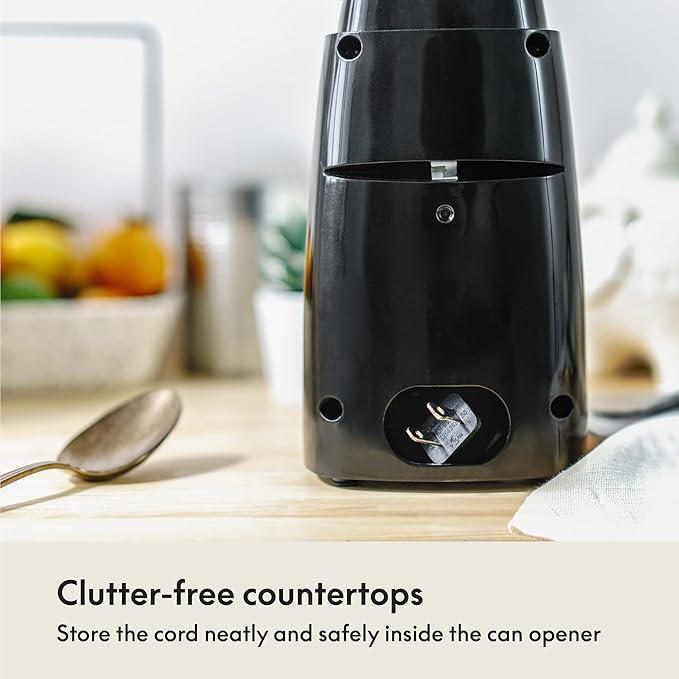 bella Electric Can Opener and Knife Sharpener,Removable Cutting Lever,Cord Storage,Stainless Steel Blade,Black,(Pack of 4)