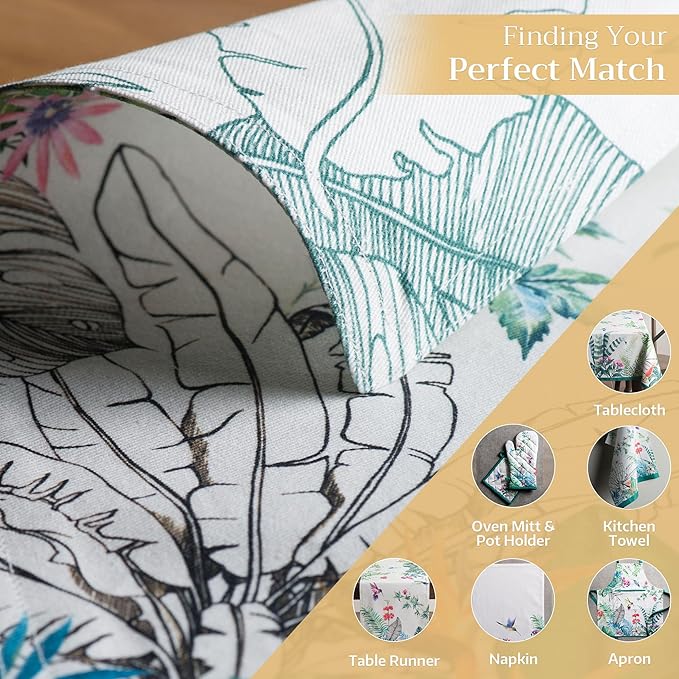 Maison d' Hermine Placemats Set of 4 100% Cotton Washable Cloth Place Mats Reusable Table Mats for Kitchen Dining Party Wedding Gifts for Mothers Day Spring/Summer (Tropiques, 13" x 19")