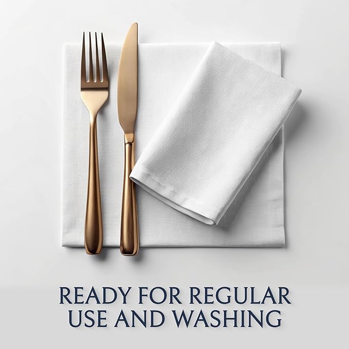 Wealuxe White Cloth Napkins Set of 24 - 17x17 Inches, 220 GSM Thick and Durable 100% Polyester Napkins, Stain and Wrinkle Free Dinner Napkins Cloth Washable, Soft