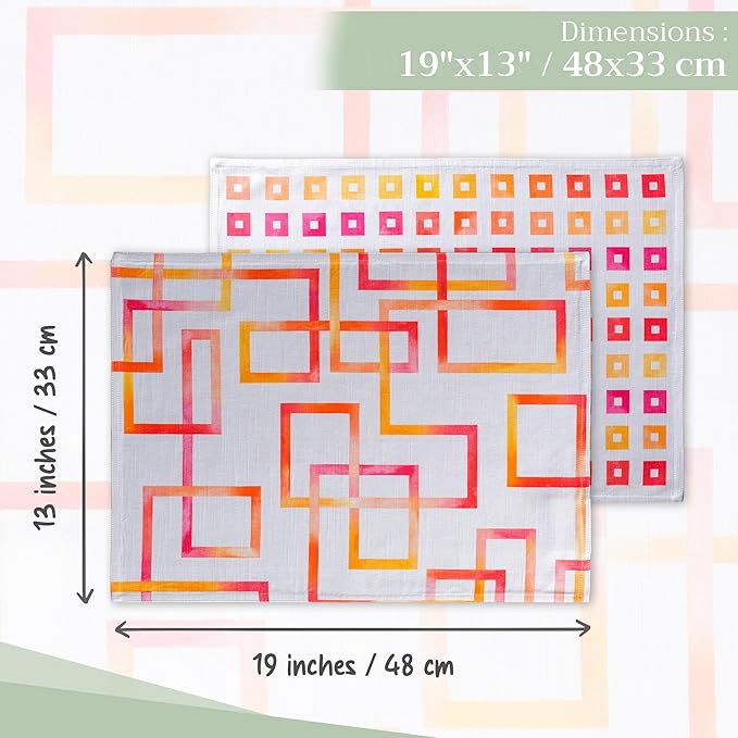Maison d' Hermine Placemats Set of 4 100% Cotton Washable Cloth Place Mats Reusable Table Mats for Kitchen Dining Party Wedding Gifts for Mothers Day Spring/Summer (Summer Maze, 13" x 19")