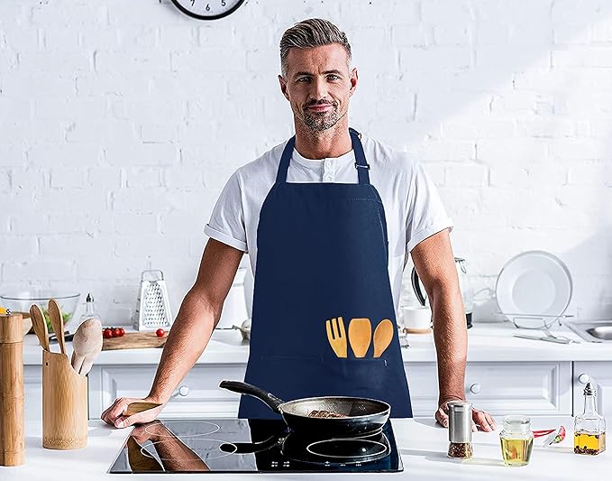 Utopia Kitchen 2 Pack Bib Apron, Adjustable with 2 Pockets, Water and Oil Resistant, Cooking Kitchen Chef Apron for Women Men