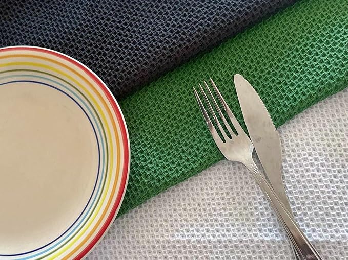 Mia'sDream Cotton Dish Cloths Dish Rags Waffle Weave Kitchen Towel, Soft and Absorbent Dish Towels Hand Towels for Kitchen, 12inchx12inch 6 Pack (Green)