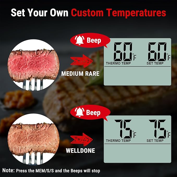 TempPro TP16 Large LCD Digital Meat Thermometer for Cooking, Smoking, Grilling, BBQ Food Temperature Indicator with Clock Timer and Stainless Steel Probe, Black(Previously ThermoPro)