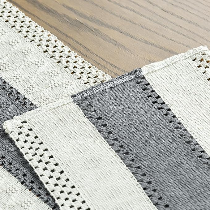 Artoid Mode Dark Grey Farmhouse Rustic Table Runner, Seasonal Holiday Hollow Kitchen Dining Table Decoration for Home Party Decor 12x72 Inch