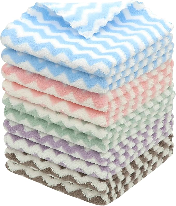 Microfiber Cleaning Cloth Lint Free Cleaning Rags, 10 Pack Fast Drying Dish Rags for Cleaning, Super Absorbent Kitchen Dish Cloths for Wash Dishes,12 in x 12 in, Mix Color
