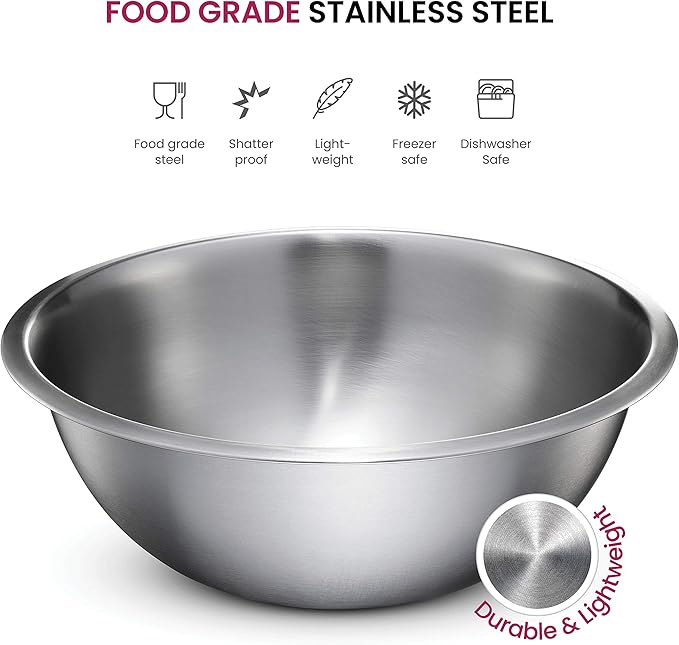 FineDine Stainless Steel Mixing Bowls Set, Dishwasher Safe, 6 Piece Metal Mixing Bowls For Kitchen, Nesting, Large, Small, Big Food Prep, Cooking, Baking