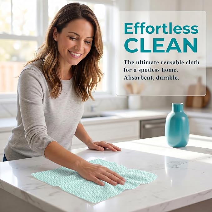 Disposable Dish Cloth and Cleaning Handi Wipes, 100ct, Multi-Use Rags for Kitchen, Bathroom and Windows, Green