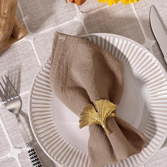 MLMC 4 Pack Nude Cloth Napkins Rustic Washable Cotton Linen Napkins Set of 4 17"x17" Reusable Brown Dinner Napkins Cloth for Wedding Party Reception Gathering Table Decorations