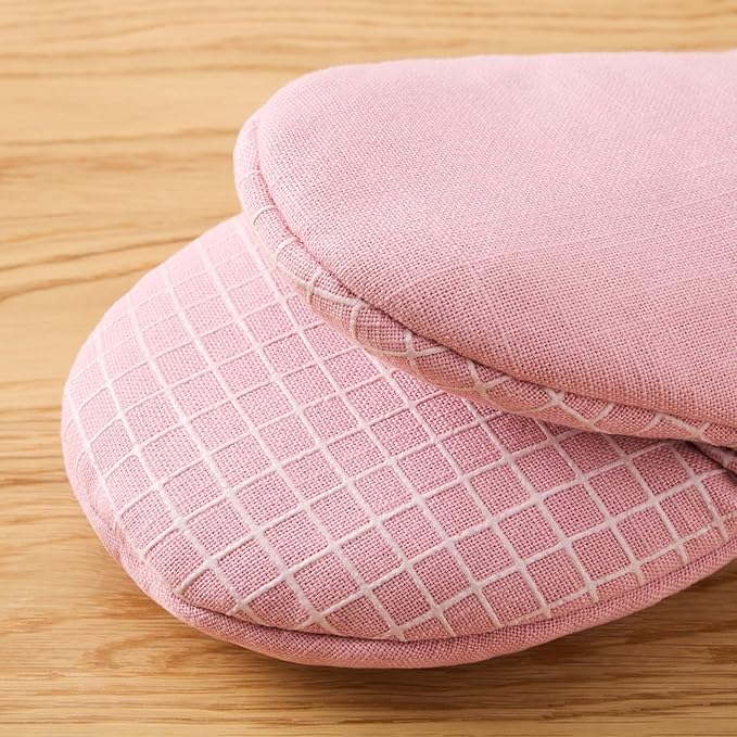 KITCHENAID Gourmet Series Gridlines Mini Oven Mitts 2-Pack Set, Heat Resistant up to 600°F, Soft Silicone Grip, Magnetic Cuff, Dried Rose, 5.5"x9"