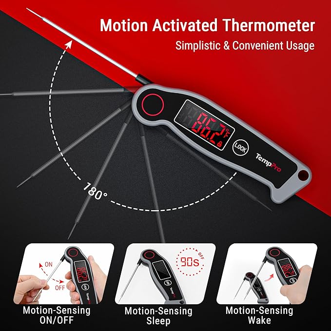 TempPro TP19 Waterproof Digital Meat Thermometer for Grilling with Ambidextrous Backlit & Thermocouple Instant Read Kitchen Cooking Food Thermometer for Candy Water Grill Smoker (Previously ThermoPro)