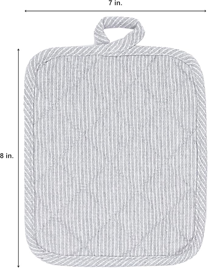 American Linen Pot Holders, Hot Pads, Table Pads for Kitchen and Dining Table, Non Slip Heat Resistant Hot Pot Holder (Grey, 8 Pack)