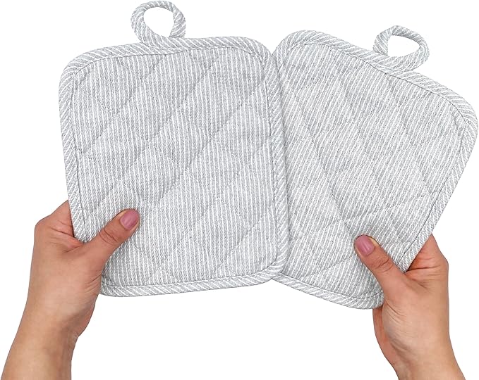 American Linen Pot Holders, Hot Pads, Table Pads for Kitchen and Dining Table, Non Slip Heat Resistant Hot Pot Holder (Grey, 8 Pack)