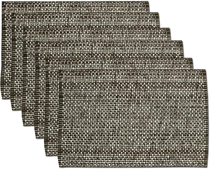 Sweet Home Collection 100% Cotton Placemats for Dining Room Rectangle Two Tone Woven Fabric 13" x 19" Soft Durable Table Mat Set, Set of 6, Chocolate