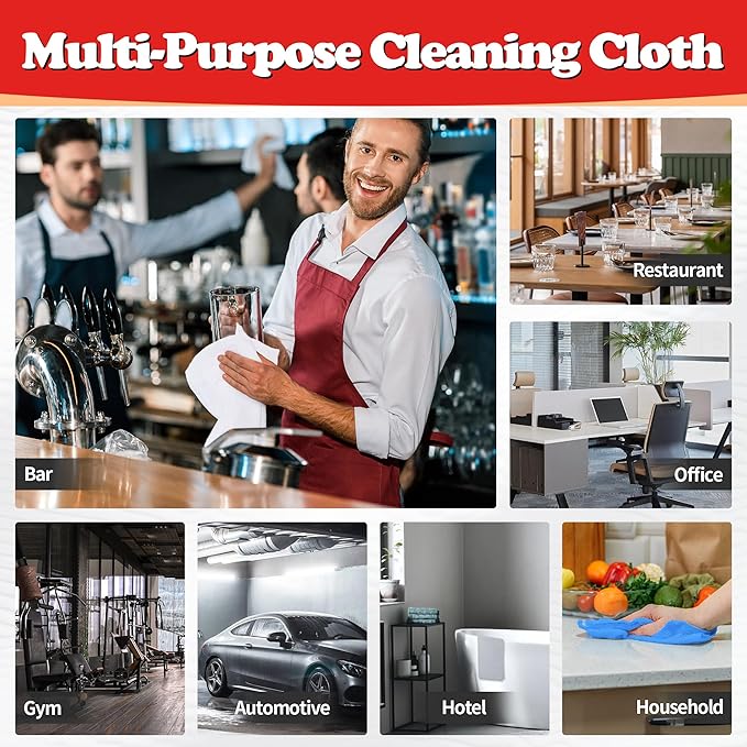 FIXSMITH Shop Towels, Microfiber Cleaning Cloth Bulk, 24 Pack Microfiber Towels for Cars, All-Purpose Absorbent Cleaning Rags, Dust Cloth for Automotive, Mechanic, Garage, Bar, 11.5 x 11.5 inch