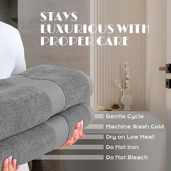 Luxury Soft Bath Sheet Towels Set - 650 GSM Cotton Luxury Bath Towels Extra Large 35x70 | Highly Absorbent and Quick Dry | Hotel Quality Extra Large Bath Towels Oversized, Light Gray, 2 Pack