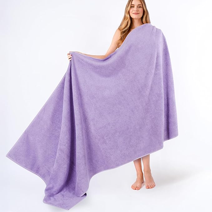 American Soft Linen 100% Cotton 600 GSM Turkish 40x80 Oversized Bath Towel Sheet, Extra Large Adult Towels for Bathroom, Lilac Bath Sheet
