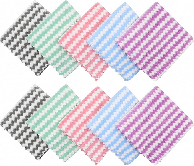 Microfiber Cleaning Cloth Lint Free Cleaning Rags, 10 Pack Fast Drying Dish Rags for Cleaning, Super Absorbent Kitchen Dish Cloths for Wash Dishes,12 in x 12 in, Mix Color