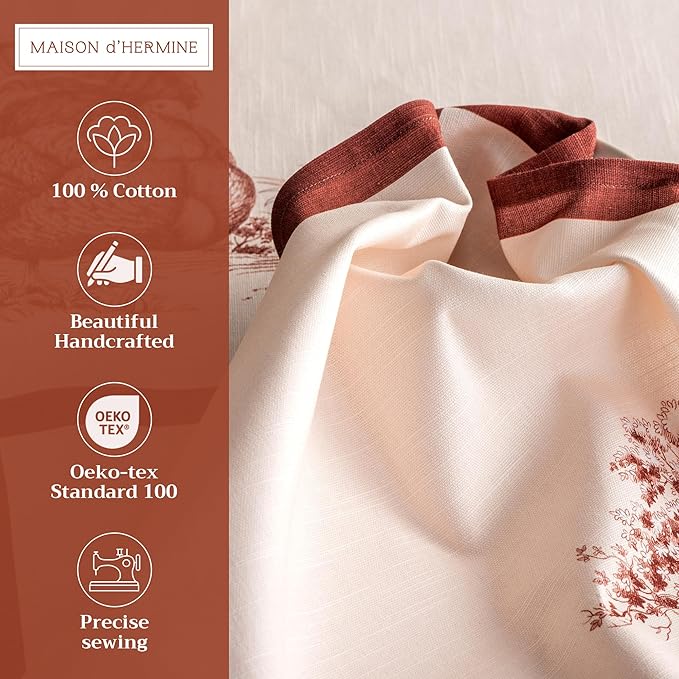 Maison d' Hermine Cloth Napkins Set of 4 100% Cotton for Thanksgiving Christmas Decorations Everyday Reusable Square Fall Napkins Cloth Washable Dinner Party (Holy Jouy - Brown, 20"x20")