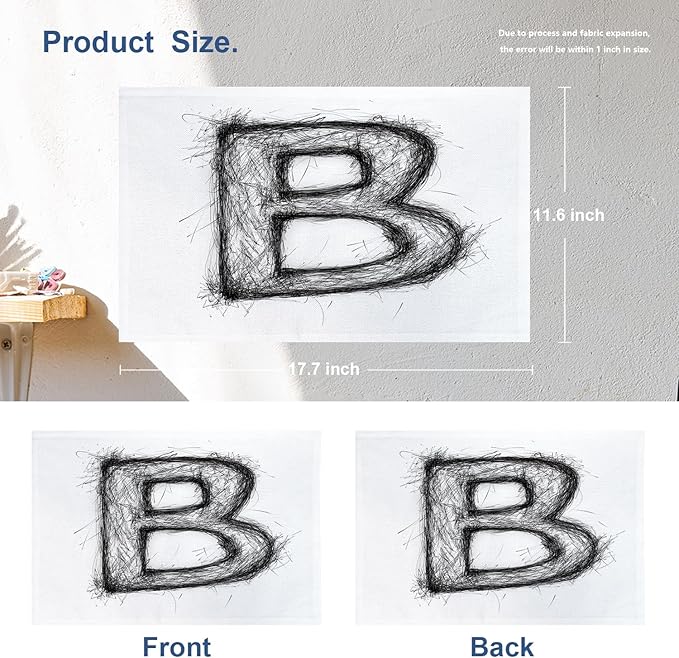 Batmerry Abstract Art Doodle Placemats, Free Form Drawing Ink Washable Linen Table Mats for Kitchen Table Double Insulation Decor Dining Set Indoor Outdoor 12X18 in Set of 4