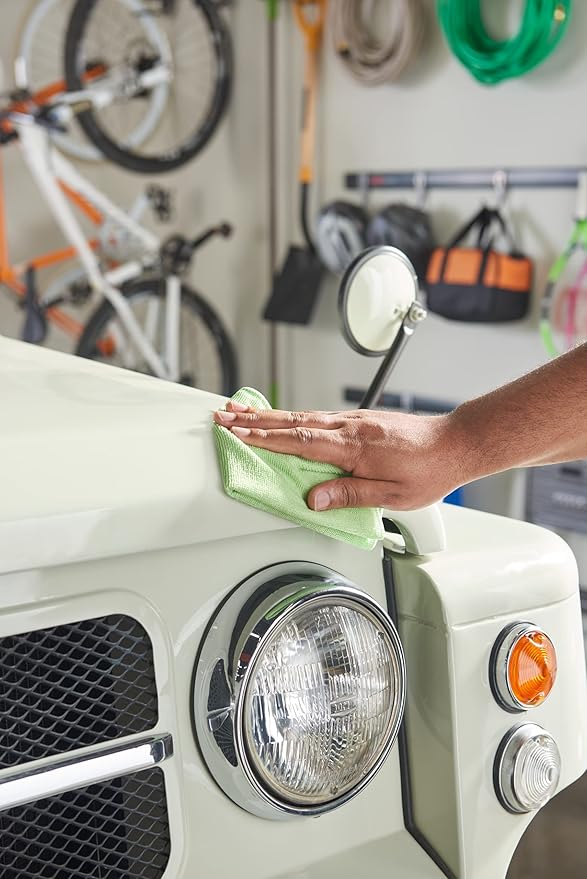 Quickie Cleaning 32-Pack Microfiber Cleaning Cloth 14"x14" inch Green All-Purpose Towel/Wiper for Multi-Purpose Indoor/Outdoor Cleaning/Dusting/Polishing on Kitchen/Bathroom/Auto Surfaces
