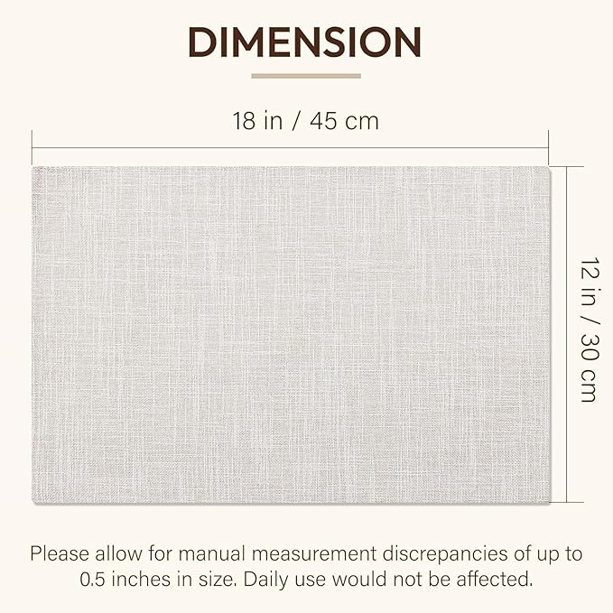 Blue Forest Placemats Set of 6, Dual-Layered Thickened Faux Linen Cloth Place Mats Heat Resistant Machine Washable Wrinkle Free Table Mats Indoor/Outdoor (Cream Beige)