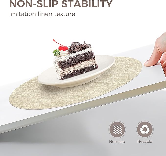 13" Round Placemats Set of 6, NCUE Dual-Sided Faux Leather Heat Resistant Table Mats, Waterproof Oilproof Washable Protective Table Placemats with Coaster, Wipeable Vinyl for Indoor & Outdoor Use