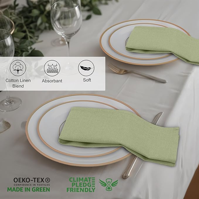 Ruvanti Linen Napkins Set of 12, 18x18 Cloth Napkins, Cotton Linen Blend Napkins Cloth Washable, Soft, Reusable Dinner Napkins for Wedding, Parties, Christmas, Thanksgiving, Everyday Use-MartiniOlive